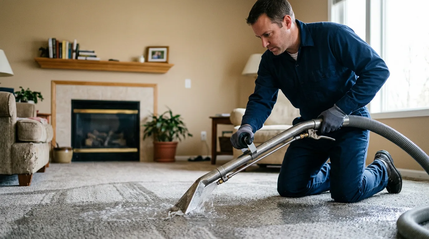 Water damage restoration technician working near Mode, IL